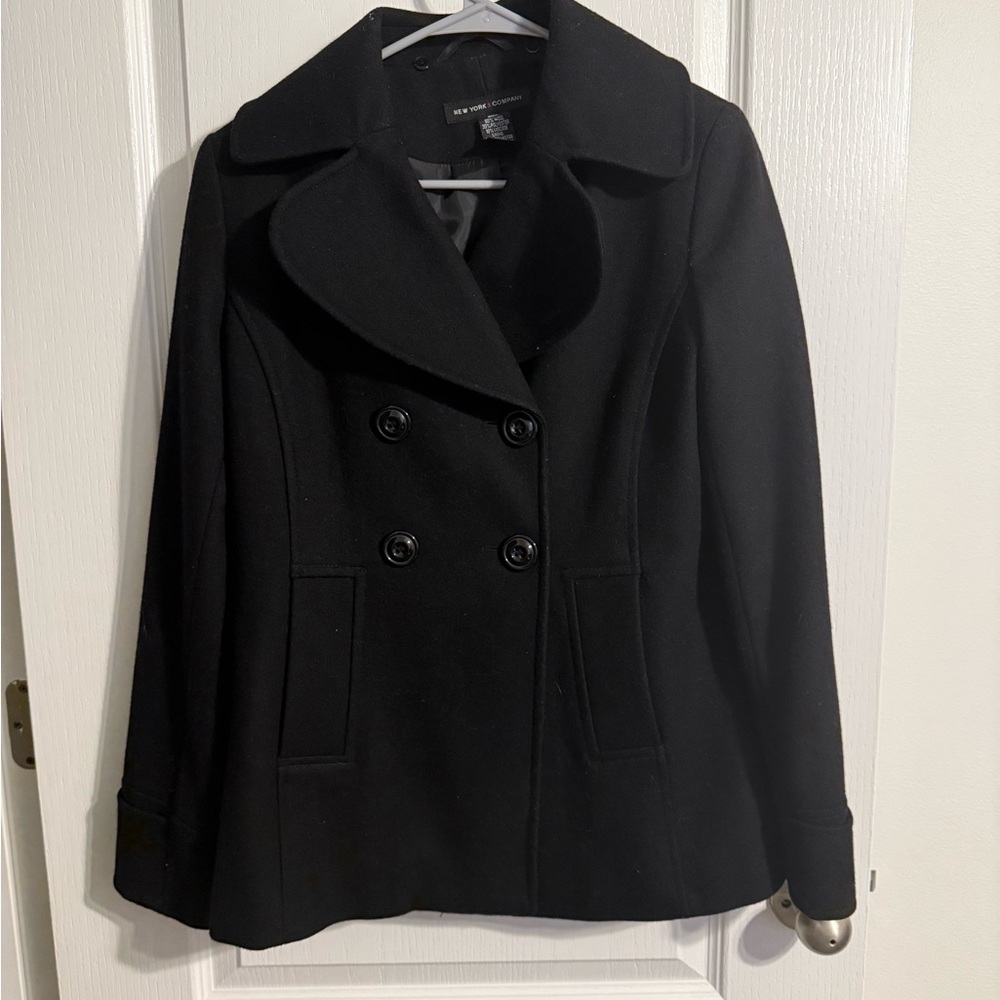 New York & Company Classic Black Peacoat